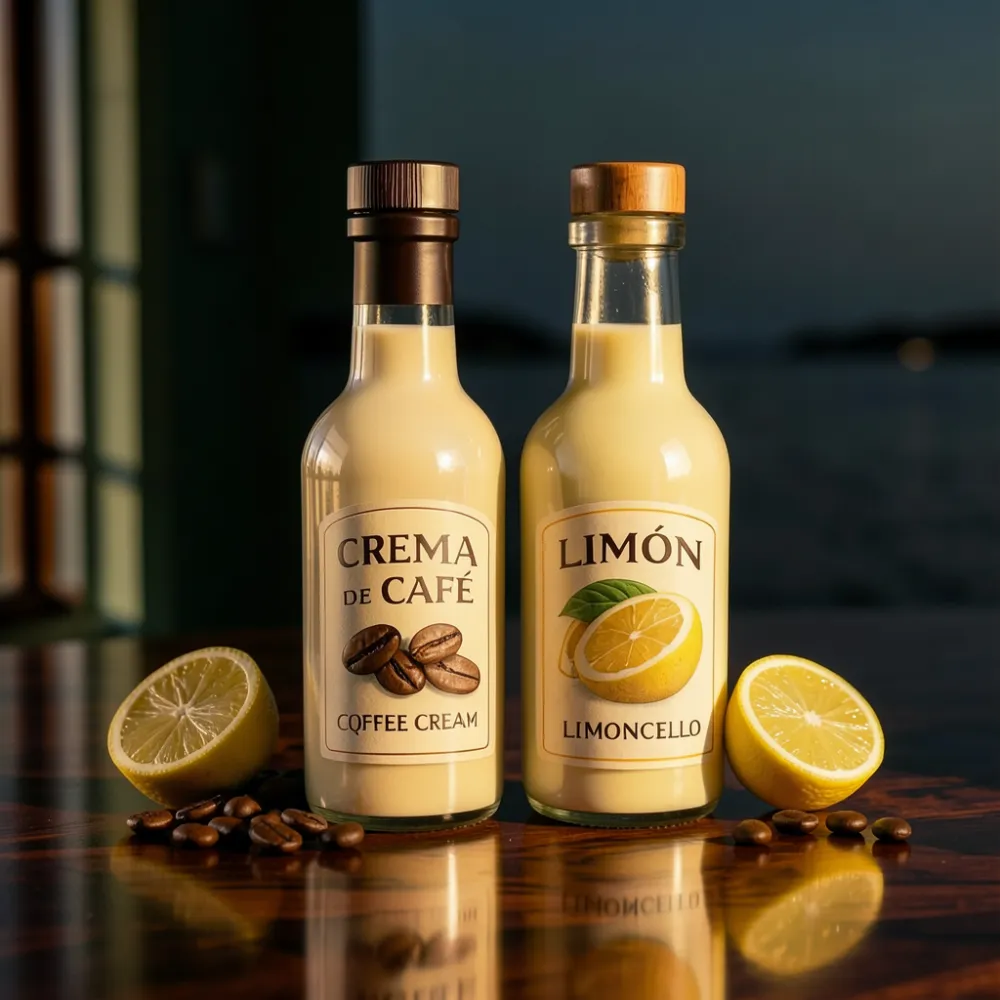 Botellas de crema de café y crema de limón de Manos Mágicas