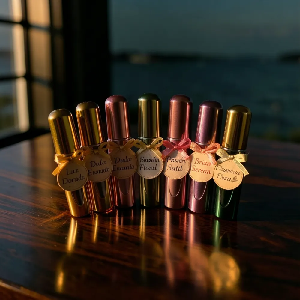 Siete perfumes de bolso en spray de colores
