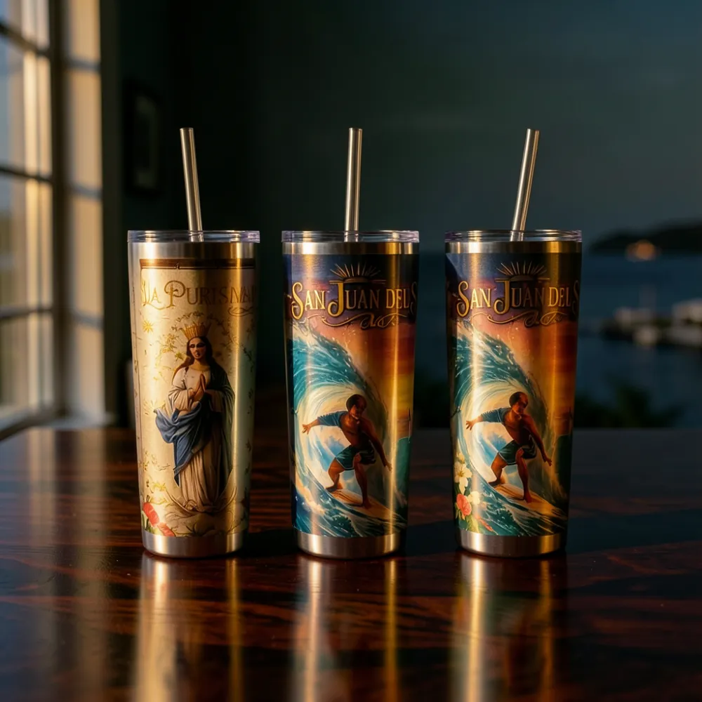Tumblers de acero con diseños de San Juan del Sur